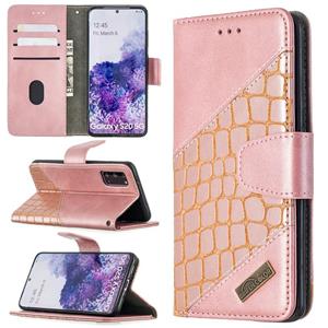 huismerk Voor Samsung Galaxy S20 Matching Color Crocodile Texture Horizontale Flip PU Lederen case met Wallet & Holder & Card Slots (Rose Gold)