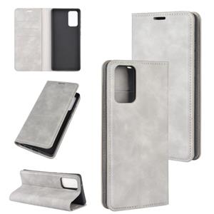 huismerk Voor Samsung Galaxy Note20 Retro-skin Business Magnetic Suction Leather Case met Holder & Card Slots & Wallet(Grey)