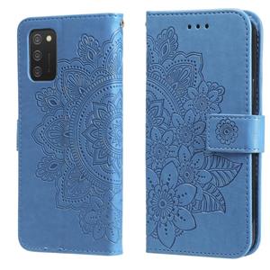 huismerk Voor Samsung Galaxy A03S (164.2mm) 7-Petal Bloemen In reliëf gemaakte flip lederen telefooncase met houder & kaartslots