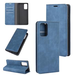 huismerk Voor Samsung Galaxy Note20 Retro-skin Business Magnetic Suction Leather Case met Holder & Card Slots & Wallet(Donkerblauw)