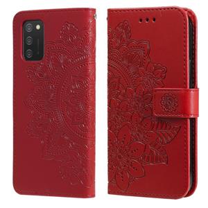 huismerk Voor Samsung Galaxy A03S (164.2mm) 7-Petal Bloemen In reliëf gemaakte flip lederen telefoonhoesje met houder & kaartslots