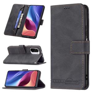 huismerk Voor Xiaomi MI 11I / POCO F3 Magnetische sluiting RFID Blokkering Anti-diefstal Lederen Case met Houder & Card Slots & Portemonnee (Zwart)