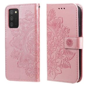 huismerk Voor Samsung Galaxy A03S (164.2mm) 7-Petal Flowers Reliëf Slip Leren Telefoonhoesje Met Houder & Card Slots (Rose Gold)