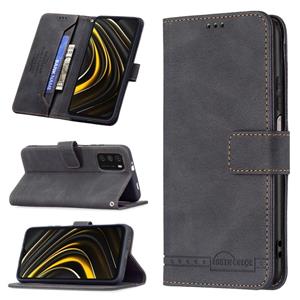 huismerk Voor Xiaomi POCO M3 / Redmi Note 9 4G Magnetische Sluiting RFID Blokkeren Anti-Diefstal Lederen Case met Houder & Card Slots & Portemonnee (Zwart)