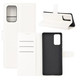 huismerk Voor Samsung Galaxy Note20 Litchi Texture Horizontale Flip Beschermhoes met Holder & Card Slots & Wallet(Wit)