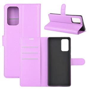 huismerk Voor Samsung Galaxy Note20 Litchi Texture Horizontale Flip Beschermhoes met Holder & Card Slots & Wallet(Paars)