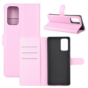 huismerk Voor Samsung Galaxy Note20 Litchi Texture Horizontale Flip Beschermhoes met Houder & Card Slots & Wallet(Pink)