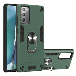 huismerk Voor Samsung Galaxy Note20 2 in 1 Armour Series PC + TPU beschermhoes met ringhouder(groen)