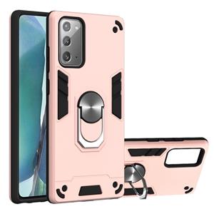 huismerk Voor Samsung Galaxy Note20 2 in 1 Armour Series PC + TPU beschermhoes met ringhouder(Rose Gold)