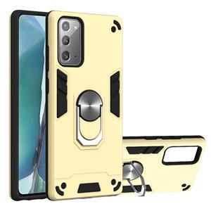 huismerk Voor Samsung Galaxy Note20 2 in 1 Armour Series PC + TPU beschermhoes met ringhouder(Goud)