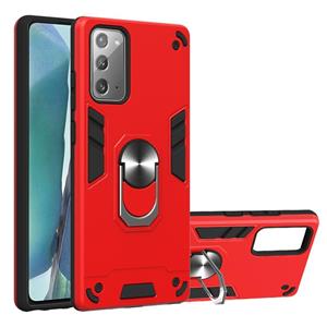 huismerk Voor Samsung Galaxy Note20 2 in 1 Armour Series PC + TPU beschermhoes met ringhouder(rood)