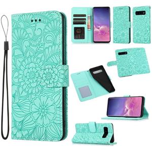 huismerk Voor Samsung Galaxy S10 + Skin Feel In reliëf Zonnebloem Horizontale Flip Leren Case Met Houder & Card Slots & Wallet & Lanyard