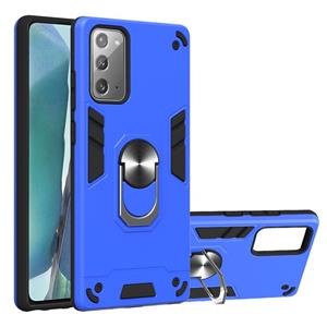 huismerk Voor Samsung Galaxy Note20 2 in 1 Armour Series PC + TPU beschermhoes met ringhouder(Donkerblauw)