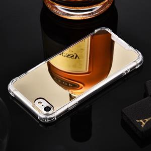 huismerk Luxe plating spiegel acryl TPU Case voor iPhone XR (goud)