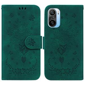 huismerk Voor Xiaomi Redmi K40 / K40 Pro Butterfly Rose Lederen telefoonhoesje