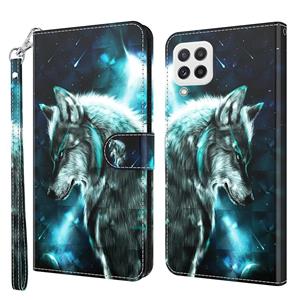 huismerk Voor Samsung Galaxy A22 4G / M32 4G India & Global 3D-schilderijpatroon Flip lederen telefoonhoes (Wolf)