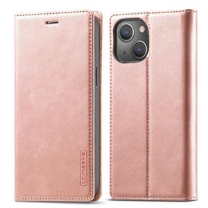 lc.imeeke Lc.imeeeke sterke magnetische PU + matte TPU horizontale flip lederen tas met houder & kaart slots & portemonnee voor iphone 13 mini (rose goud)