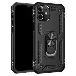 huismerk Voor iPhone 12 mini schokbestendige TPU + PC Beschermhoes met 360 graden roterende houder (zwart)