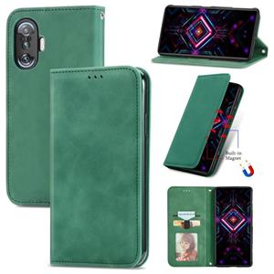 huismerk Voor Xiaomi Redmi K40 Gaming Retro Huid Feel Business Magnetische Horizontale Flip Lederen Case met Houder & Card Slots & Portemonnee & Photo Frame