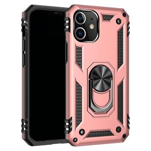 huismerk Voor iPhone 12 mini schokbestendige TPU + PC beschermhoes met 360 graden roterende houder (rose goud)