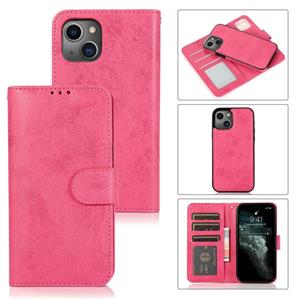 huismerk Retro 2 in 1 Afneembare horizontale flip lederen tas met kaart slots & portefeuille voor iphone 13