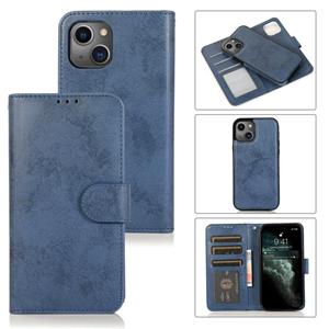 huismerk Retro 2 in 1 afneembare horizontale flip lederen geval met kaart slots &portemonnee voor iPhone 13 (donkerblauw)