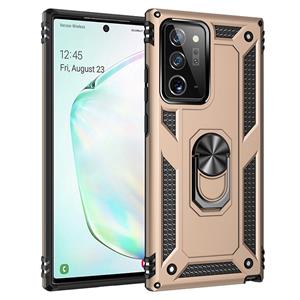 huismerk Voor Samsung Galaxy Note20 Schokbestendige TPU + PC Beschermhoes met 360 graden roterende houder (goud)