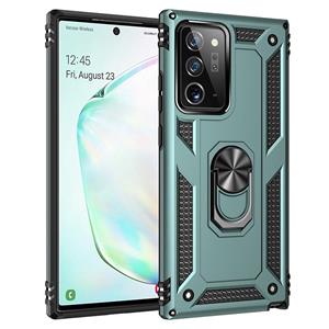 huismerk Voor Samsung Galaxy Note20 Schokbestendige TPU + PC Beschermhoes met 360 Graden Roterende Houder (Groen)