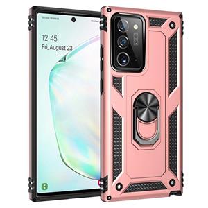 huismerk Voor Samsung Galaxy Note20 schokbestendige TPU + PC Beschermhoes met 360 graden roterende houder (rose goud)