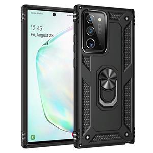 huismerk Voor Samsung Galaxy Note20 Ultra Schokbestendige TPU + pc beschermhoes met 360 graden roterende houder(zwart)