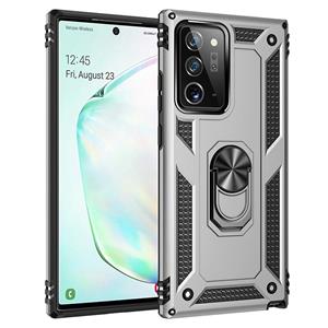 huismerk Voor Samsung Galaxy Note20 Ultra Schokbestendige TPU + pc beschermhoes met 360 graden roterende houder(Zilver)