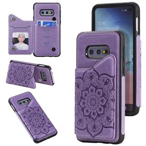 huismerk Voor Samsung Galaxy S10e Flower Embossing Patroon Schokbestendige Beschermhoes met Houder & Kaartsleuven > Fotolijst (Paars)