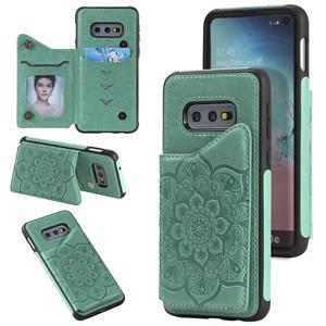 huismerk Voor Samsung Galaxy S10e Flower Embossing Patroon Schokbestendig Beschermhoesje met Houder & Kaartsleuven > Fotolijst (Groen)