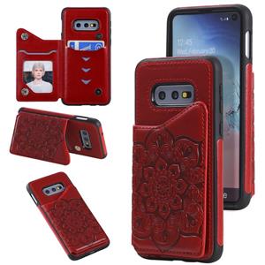 huismerk Voor Samsung Galaxy S10e Flower Embossing Patroon Schokbestendige Beschermhoes met Houder & Kaartsleuven > Fotolijst (Rood)