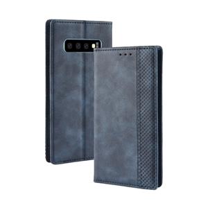 huismerk Magnetische Buckle retro Crazy Horse textuur horizontale Flip lederen case voor Galaxy S10 (5G) met houder & kaartsleuven & fotolijstjes (blauw)