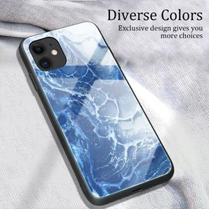 huismerk Voor iPhone 12 Marble Pattern Glass Protective Case(DL03)