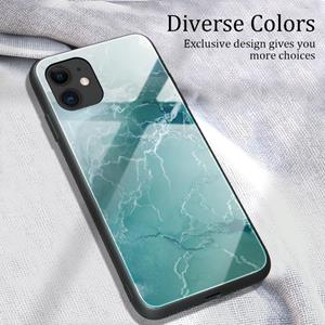 huismerk Voor iPhone 12 Marble Pattern Glass Protective Case(DL04)