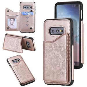 huismerk Voor Samsung Galaxy S10e Flower Embossing Patroon Schokbestendige Beschermhoes met Houder & Kaartsleuven > Fotolijst (Roségoud)