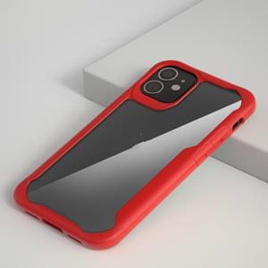 huismerk Voor iPhone 12 mini Transparante PC + TPU Full Coverage Shockproof Beschermhoes(Rood)