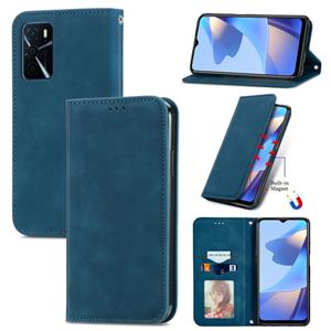 huismerk Voor Oppo A16 Retro Skin Feel Business Magnetic Horizontal Flip Lederen Case met Houder & Card Slots & Portemonnee & Photo Frame