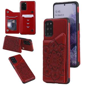 huismerk Voor Samsung Galaxy S20 + Flower Embossing Patroon Schokbestendige Beschermhoes met houder & Kaart Slots & Foto Frame (Rood)