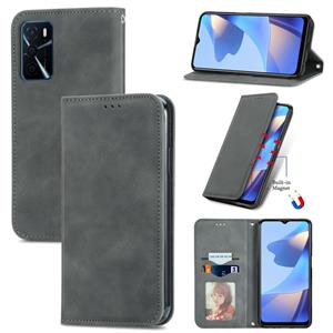 huismerk Voor Oppo A16 Retro Huid Feel Business Magnetische Horizontale Flip Leren Case met Houder & Card Slots & Portemonnee & Photo Frame