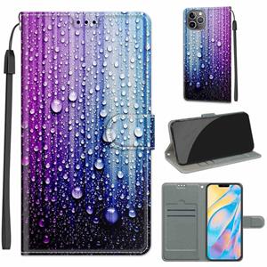 huismerk Voltage Gekleurde Tekening Magnetische Sluiting Horizontale Flip PU lederen tas met houder & kaartslots voor iPhone 13 (C05 Purple Blue Water Drops)