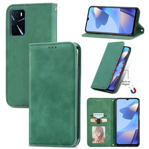 huismerk Voor OPPO A16 retro huid voelen business magnetische horizontale flip lederen geval met houder kaart slots & portemonnee & fotolijst (groen)