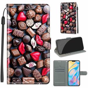 huismerk Voltage Gekleurde Tekening Magnetische Sluiting Horizontale Flip PU lederen tas met houder & kaart slots voor iphone 13 (C06 rode lip chocolade)