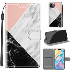 huismerk Voltage gekleurde tekening magnetische sluiting horizontale flip pu lederen tas met houder & kaart slots voor iphone 13 (C07 roze wit zwart)