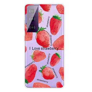 huismerk Voor Samsung Galaxy S30 gekleurd tekenpatroon zeer transparante TPU beschermhoes (Love Strawberry)