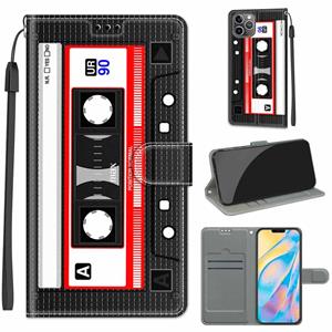 huismerk Voltage gekleurde tekening magnetische sluiting horizontale flip pu lederen tas met houder & kaart slots voor iphone 13 (C10 zwarte rode tape)