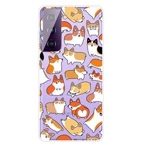 huismerk Voor Samsung Galaxy S30 gekleurd tekenpatroon zeer transparante TPU beschermhoes (Corgi)