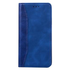 huismerk Voor iPhone 6s Business Stitching Horizontale Flip Lederen case met Double Folding & Bracket & Card Slots & Photo Frame & Wallet(Sapphire Blue)